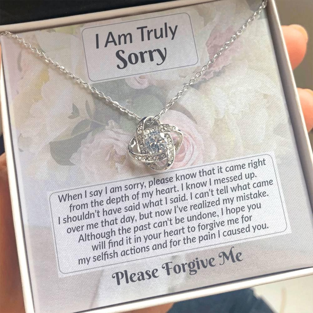 Apology Gift for Girlfriend, Wife, Soulmate - Sorry, What I Said - Love Knot Pendant Necklace - Mallard Moon Gift Shop