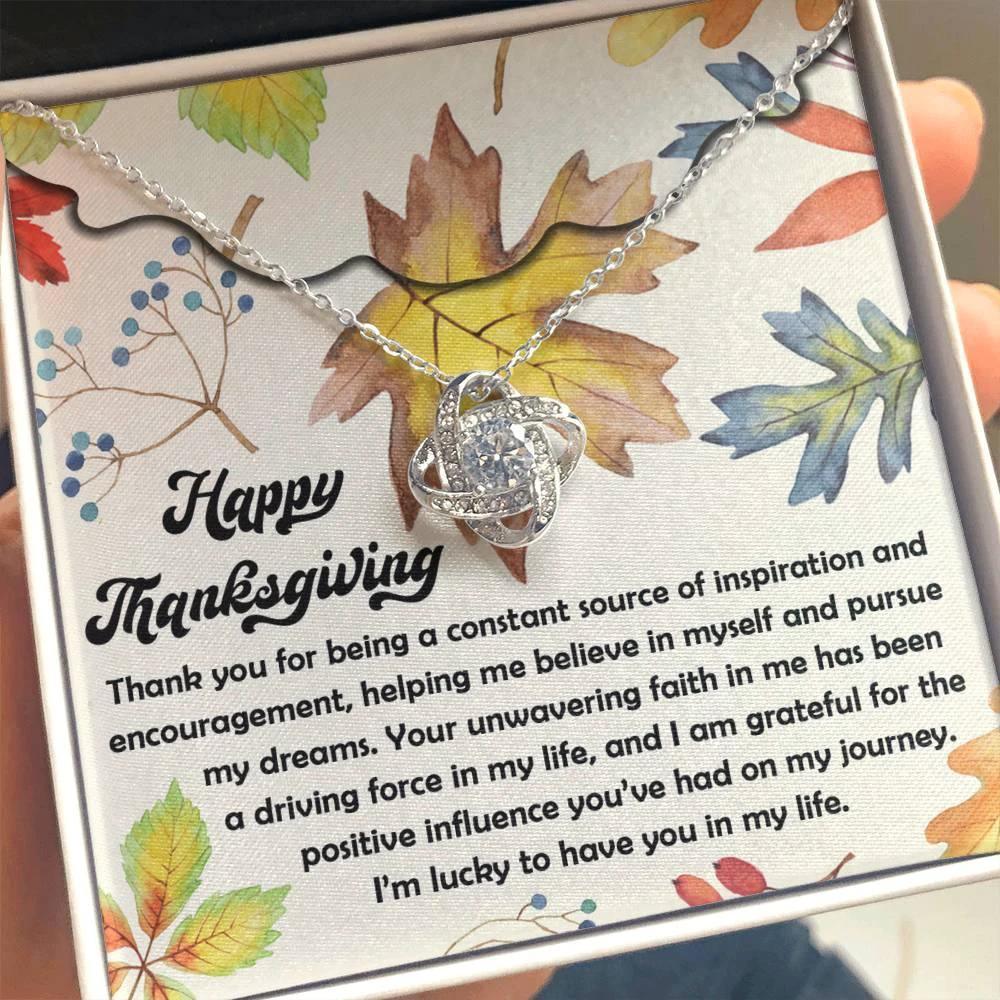 Thanksgiving Gift for Her – “On My Journey” Love Knot Necklace with Message Card | Inspirational Gratitude Gift for Mom, Mentor, or Friend