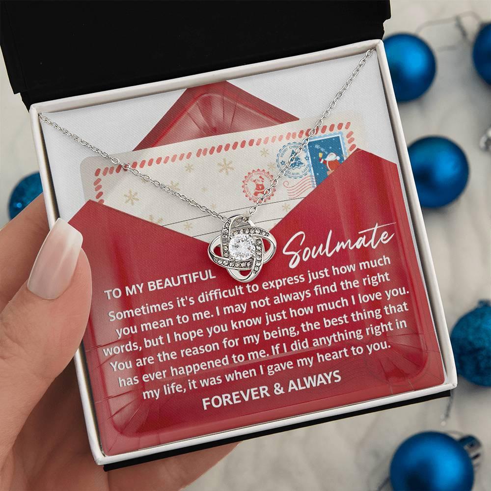 Gift for Soulmate - Right Words - Love Knot Pendant Necklace - Mallard Moon Gift Shop