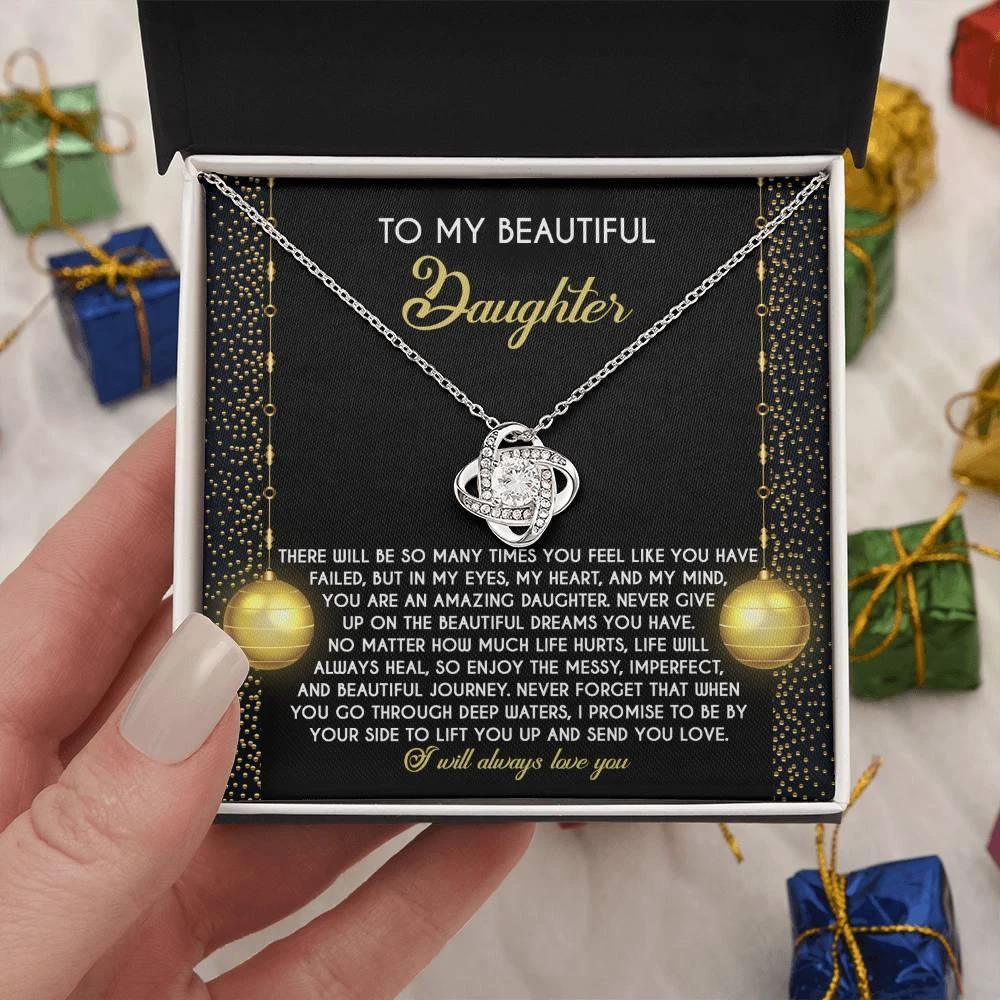 Gift for Daughter - Deep Waters - Love Knot Pendant Necklace