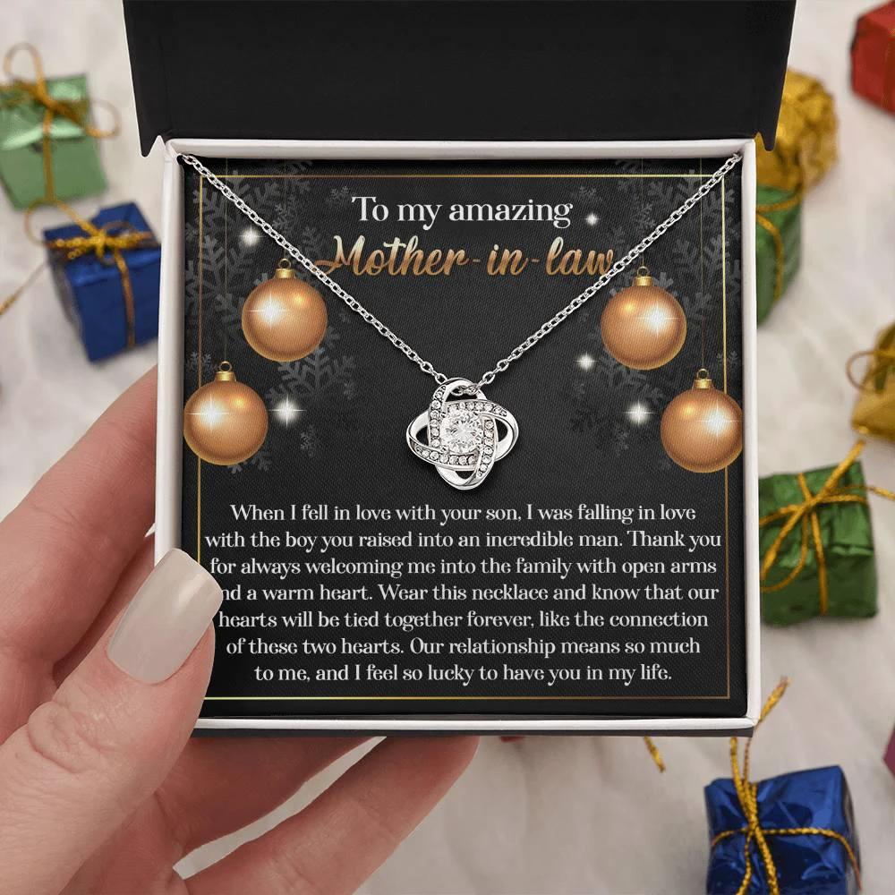 Gift for Mother-in-Law - Two Hearts - Love Knot Necklace