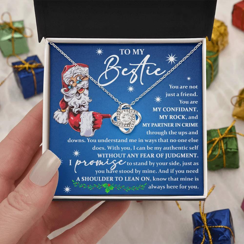 To My Bestie - You are My Rock and My Partner in Crime - Love Knot Necklace