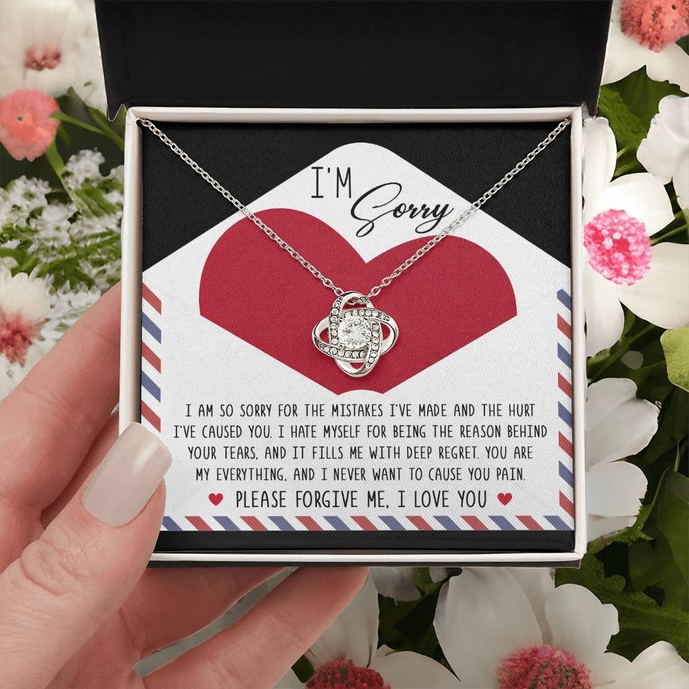 Apology Gift for Girlfriend, Wife, Soulmate - Sorry, Behind Your Tears - Love Knot Pendant Necklace - Mallard Moon Gift Shop