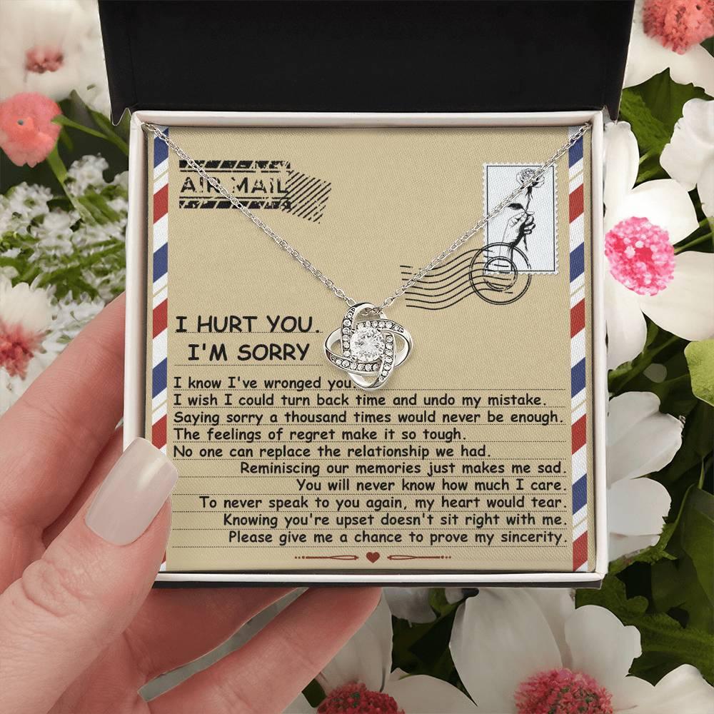 Apology Gift for Girlfriend, Wife, Soulmate - Sorry, Makes Me Sad - Love Knot Pendant Necklace - Mallard Moon Gift Shop