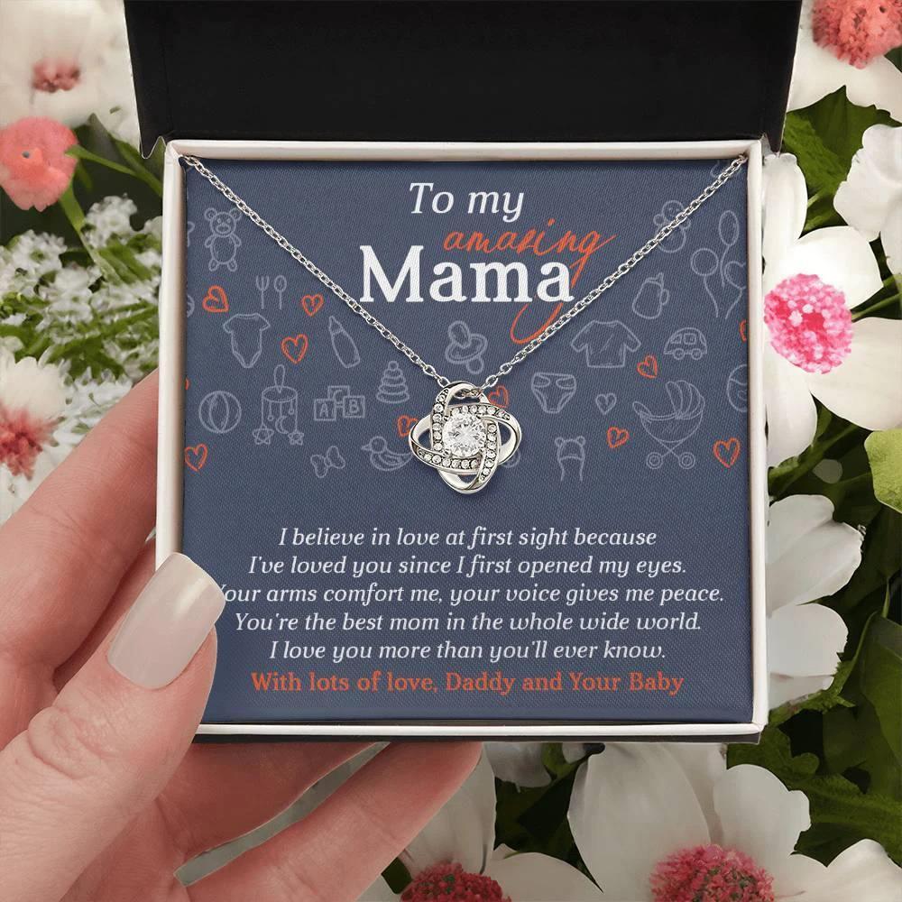 Mom To Be-At First Sight To My Mom - Love Knot Necklace