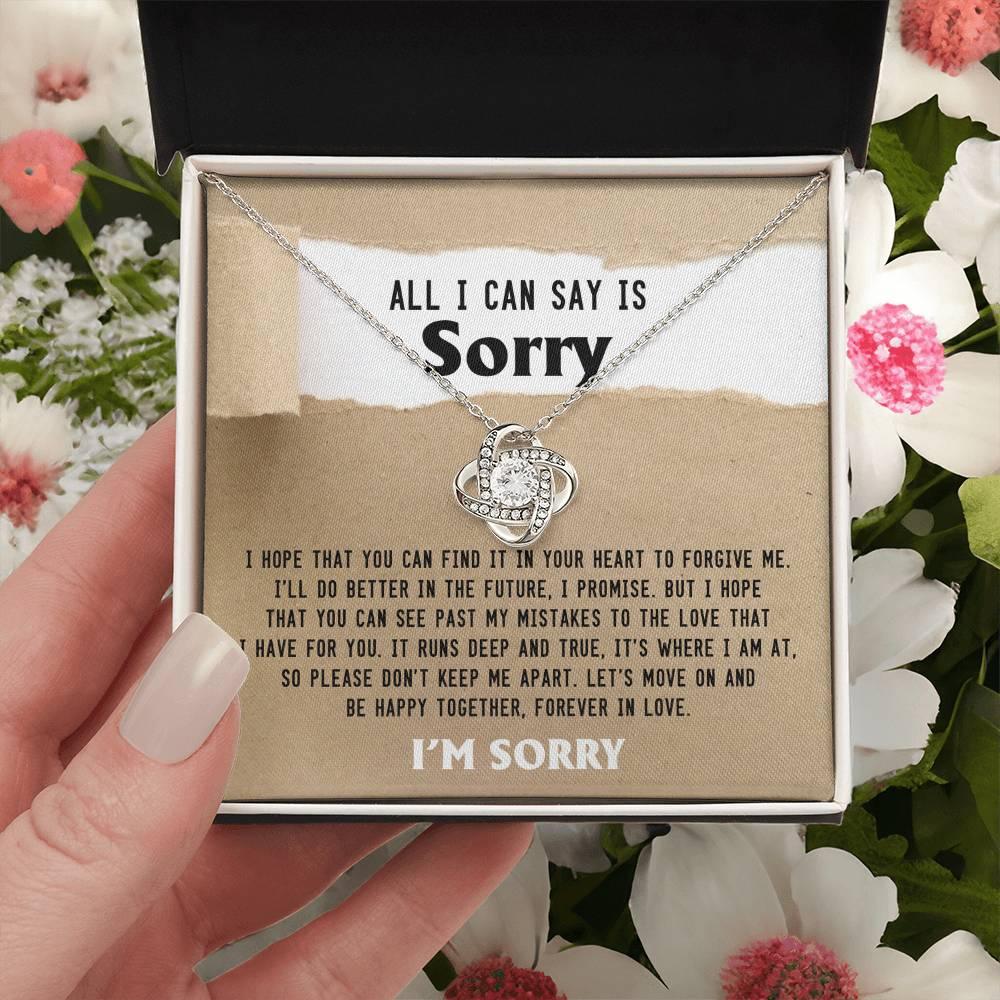 Apology Gift for Girlfriend, Wife, Soulmate - Sorry, Don't Keep Me Apart - Love Knot Pendant Necklace - Mallard Moon Gift Shop