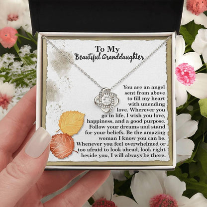 Gift for Granddaughter - An Angel - Love Knot Pendant Necklace - Mallard Moon Gift Shop