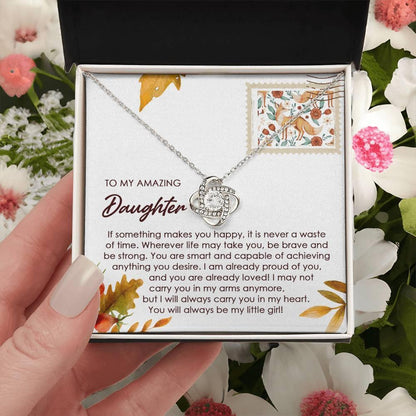 Daughter - Makes You Happy - Love Knot Pendant Necklace - Mallard Moon Gift Shop