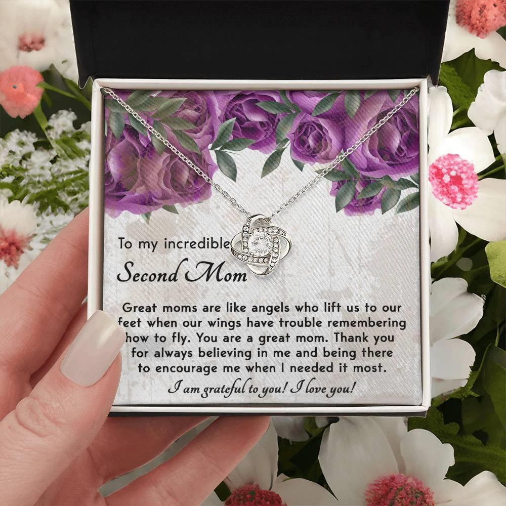 Bonus Mom Gift I am Grateful For You Love Knot Necklace