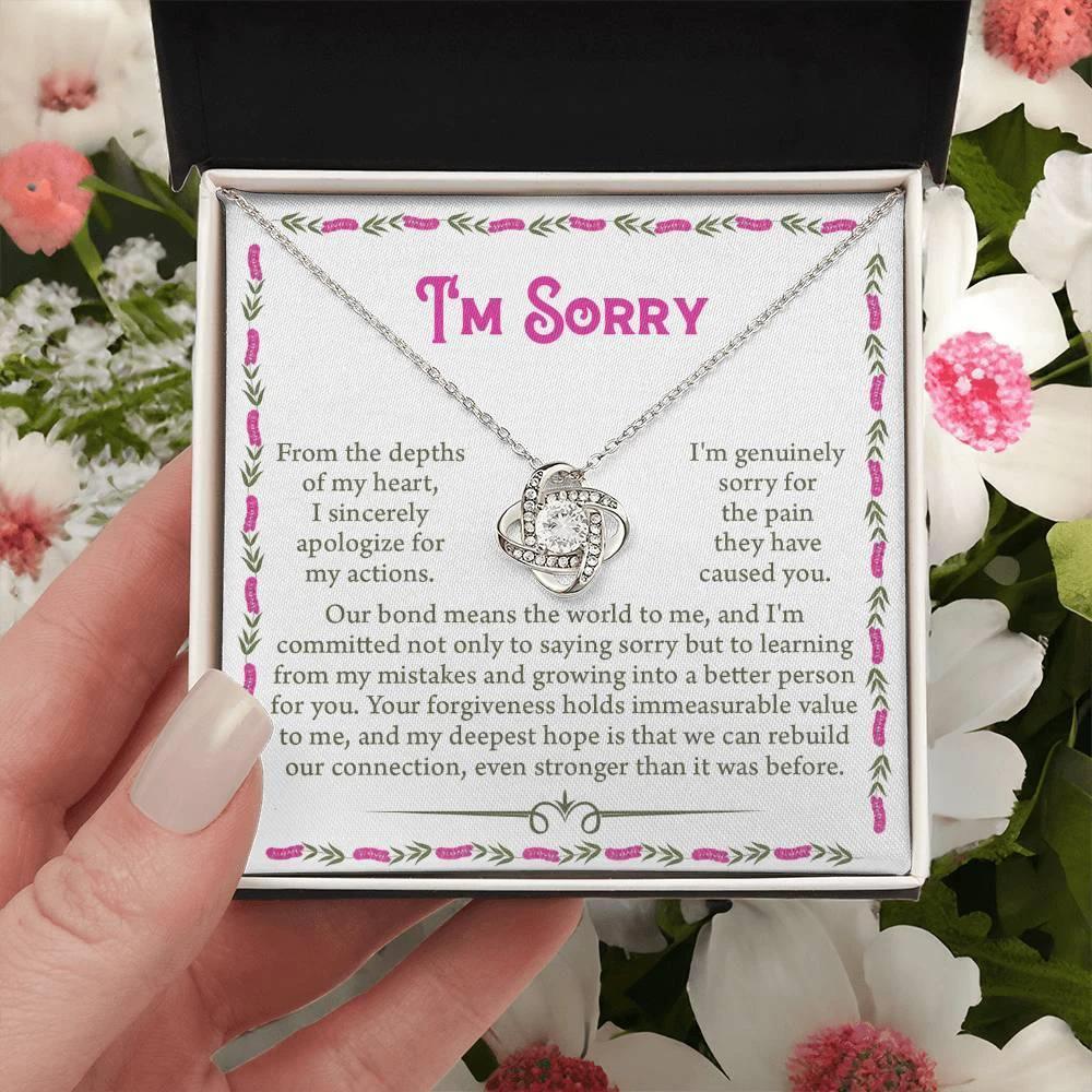 Apology Gift for Girlfriend, Wife - Sorry, For the Pain I Caused - Love Knot Pendant Necklace