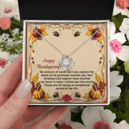 Thanksgiving Gift for Her – “Put Into Words” Love Knot Necklace with Message Card | Heartfelt Gratitude Gift for Her