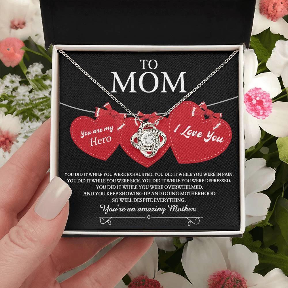 Gift for Mom You Are My Hero Love Knot Necklace