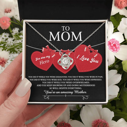 Gift for Mom You Are My Hero Love Knot Necklace - Mallard Moon Gift Shop