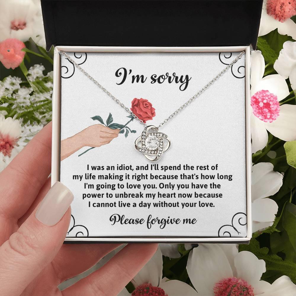 Gift for Girlfriend, Wife - Sorry, Making It Right - Love Knot Pendant Necklace - Mallard Moon Gift Shop