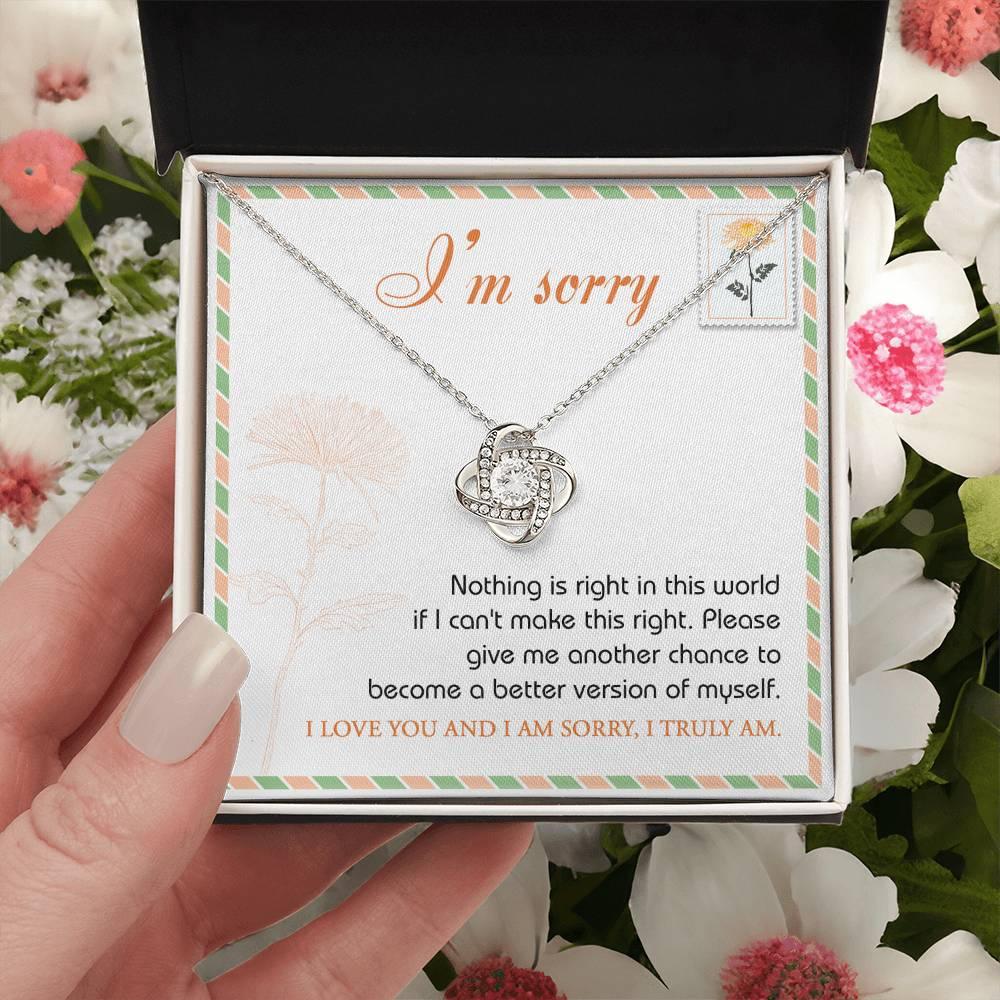 Gift for Girlfriend, Wife-Sorry, Another Chance-Love Knot Pendant Necklace - Mallard Moon Gift Shop
