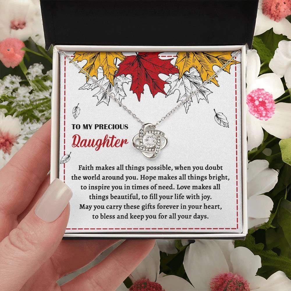 Daughter Gift - Fill Your Life With Joy - Love Knot Pendant Necklace