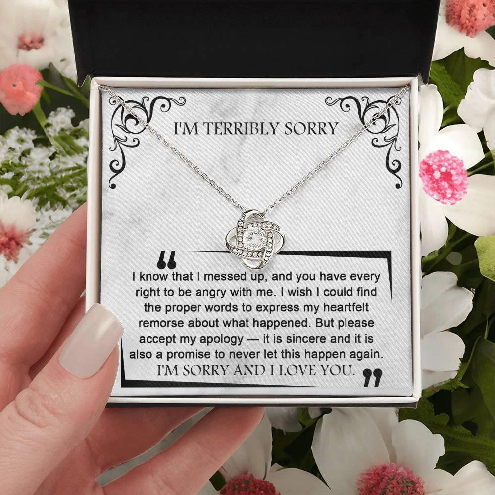 Apology Gift for Girlfriend, Wife, Soulmate - Sorry, Angry With Me - Love Knot Pendant Necklace