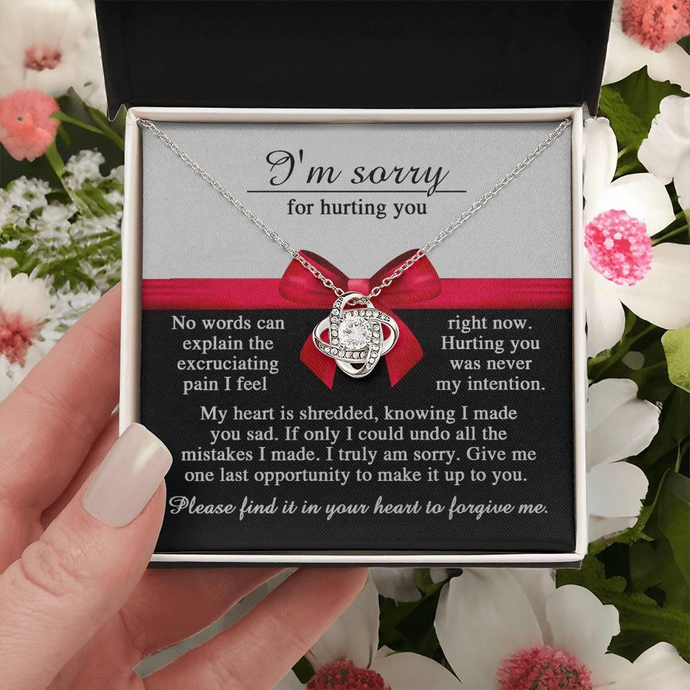 Apology Gift for Girlfriend, Wife, Soulmate - Sorry, Made You Sad - Love Knot Pendant Necklace - Mallard Moon Gift Shop