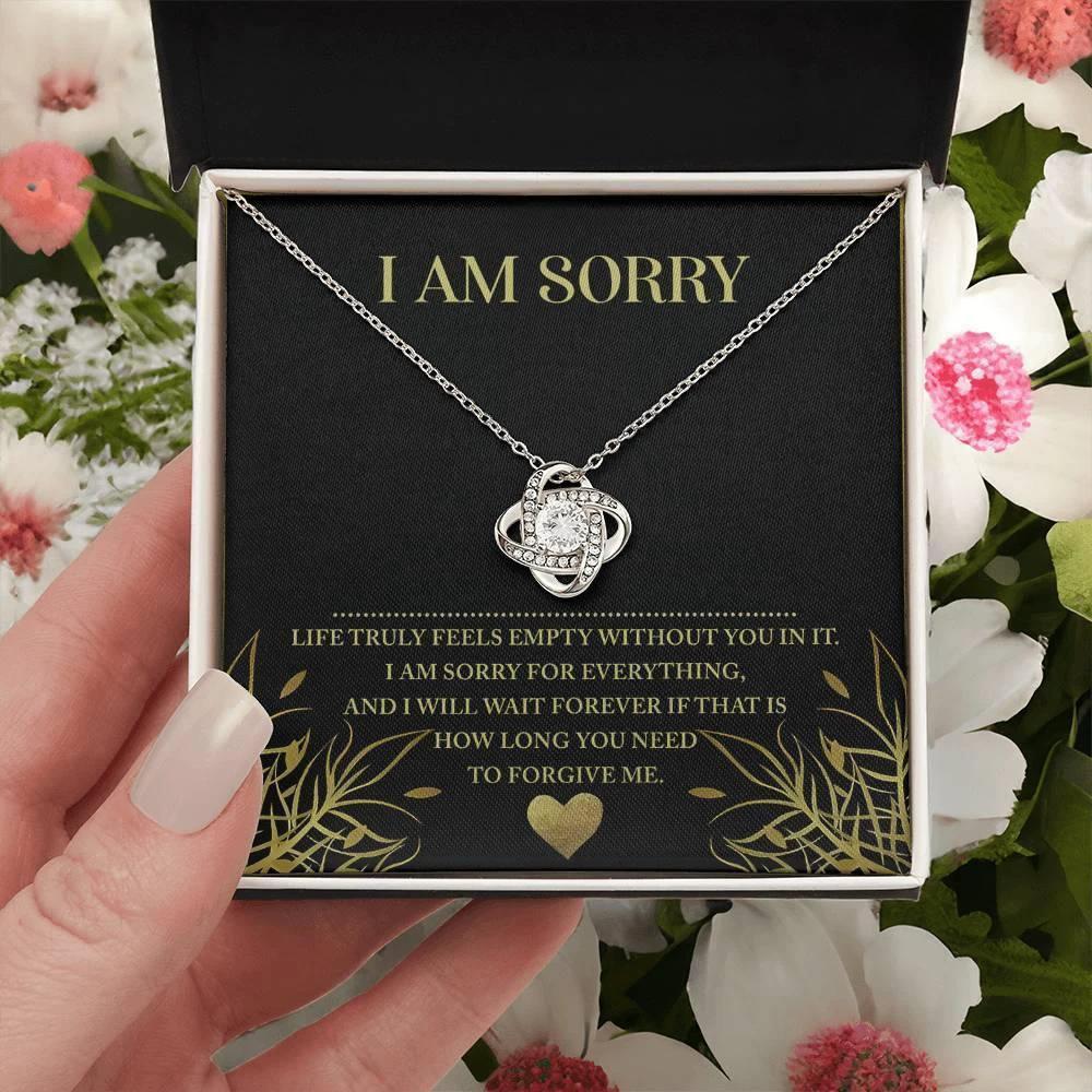 Apology Gift for Girlfriend, Wife, Soulmate - Sorry, Without You - Love Knot Pendant Necklace