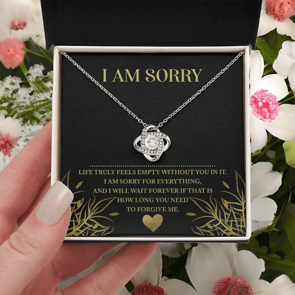 Apology Gift for Girlfriend, Wife, Soulmate - Sorry, Without You - Love Knot Pendant Necklace - Mallard Moon Gift Shop