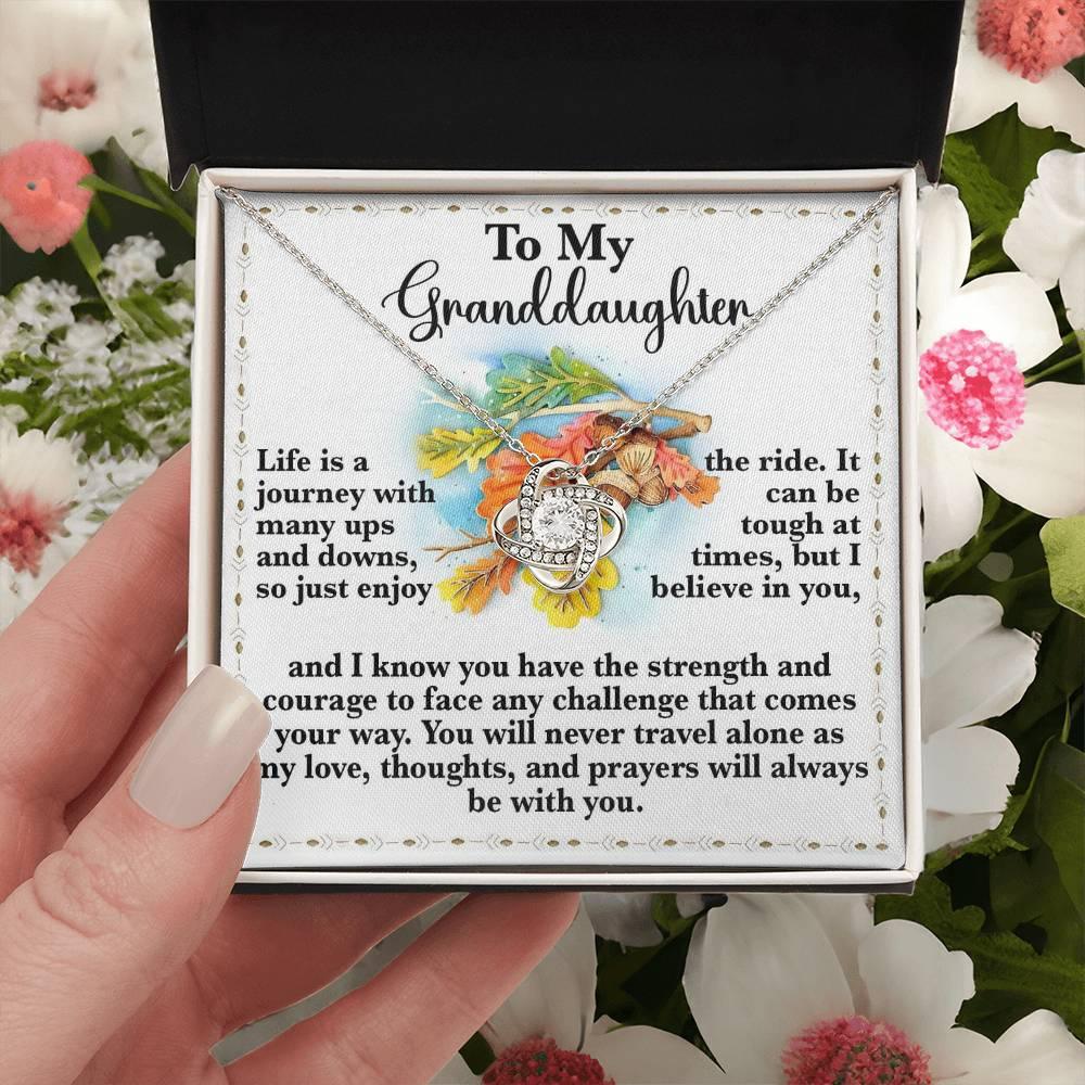 Gift for Granddaughter - Never Travel Alone - Love Knot Pendant Necklace - Mallard Moon Gift Shop