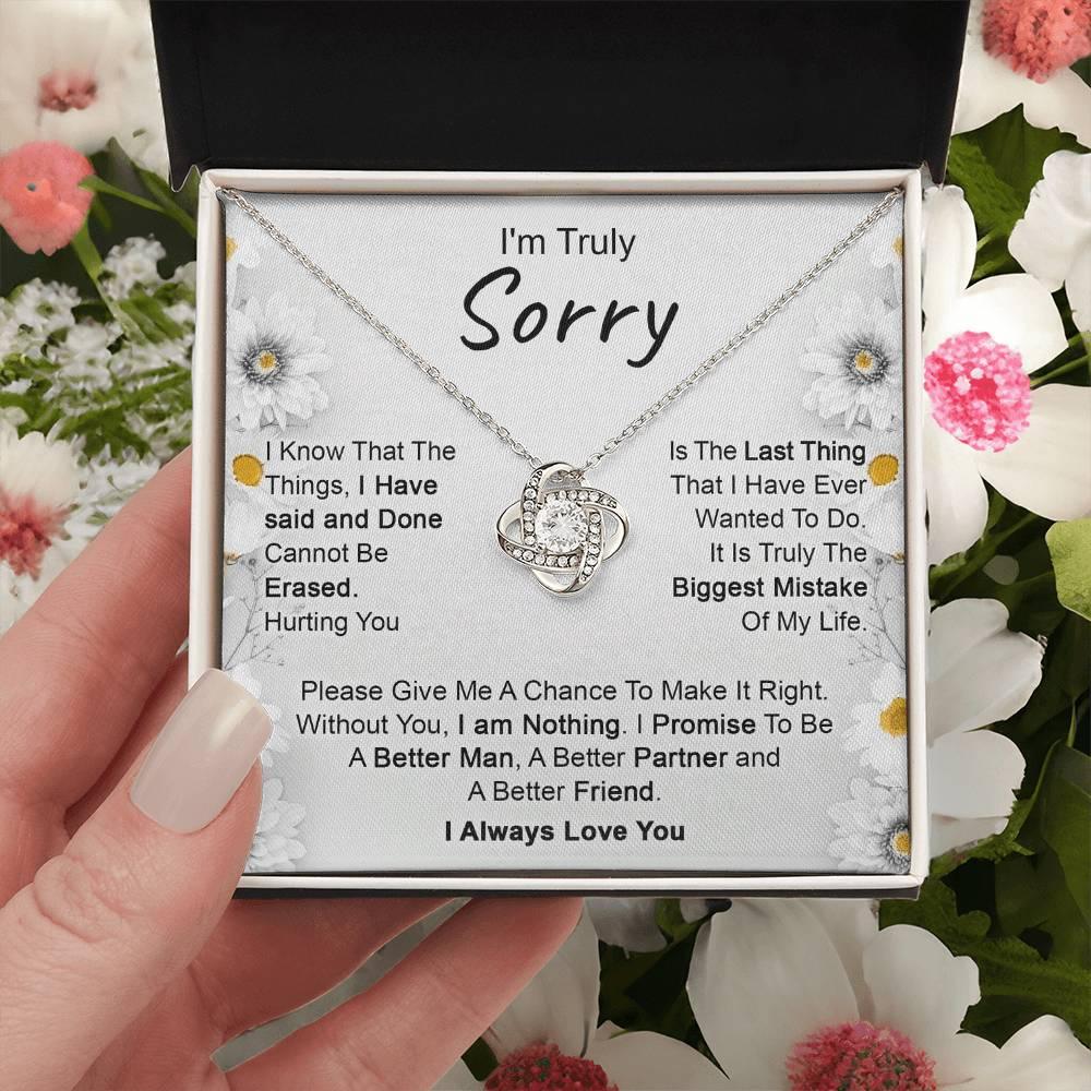 Apology Gift for Girlfriend, Wife, Soulmate - I’m Truly Sorry - Love Knot Pendant Necklace - Mallard Moon Gift Shop