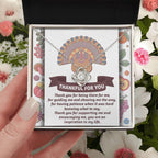 Thanksgiving Gift for Her – “Thankful for You” Love Knot Necklace with Message Card | Gratitude Gift for Mom, Mentor, or Friend