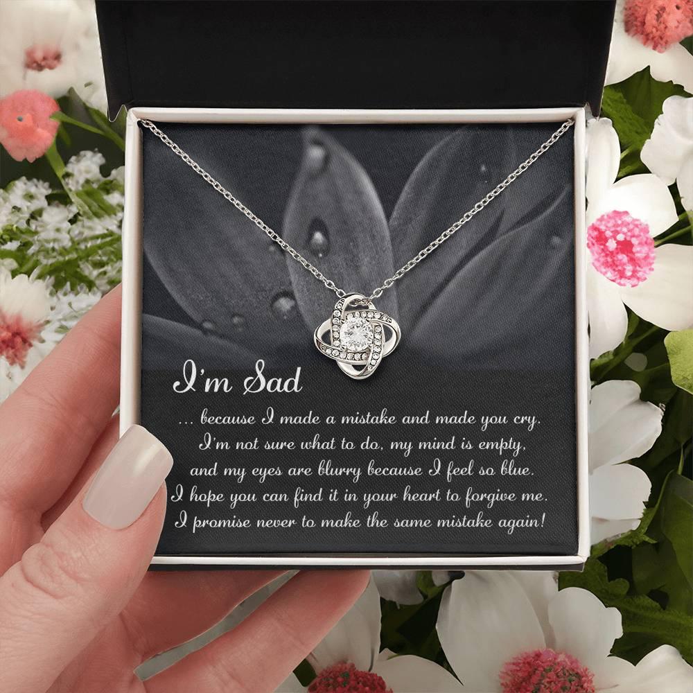 Apology Gift for Girlfriend, Wife, Soulmate - Sorry, Feel So Blue - Love Knot Pendant Necklace - Mallard Moon Gift Shop