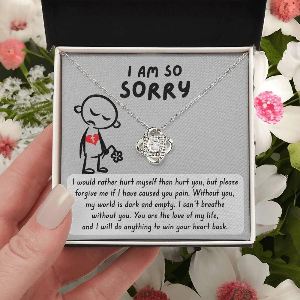 Apology Gift for Girlfriend, Wife, Soulmate - Sorry, Dark And Empty - Love Knot Pendant Necklace