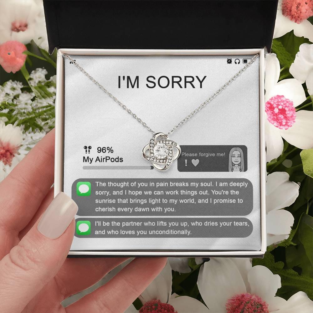 Gift for Girlfriend, Wife - Sorry, Breaks My Soul - Love Knot Pendant Necklace - Mallard Moon Gift Shop