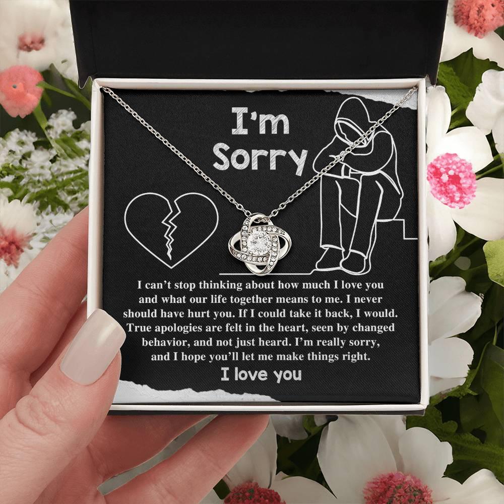 Apology Gift for Girlfriend, Wife, Soulmate - Sorry, Not Just Heard - Love Knot Pendant Necklace - Mallard Moon Gift Shop