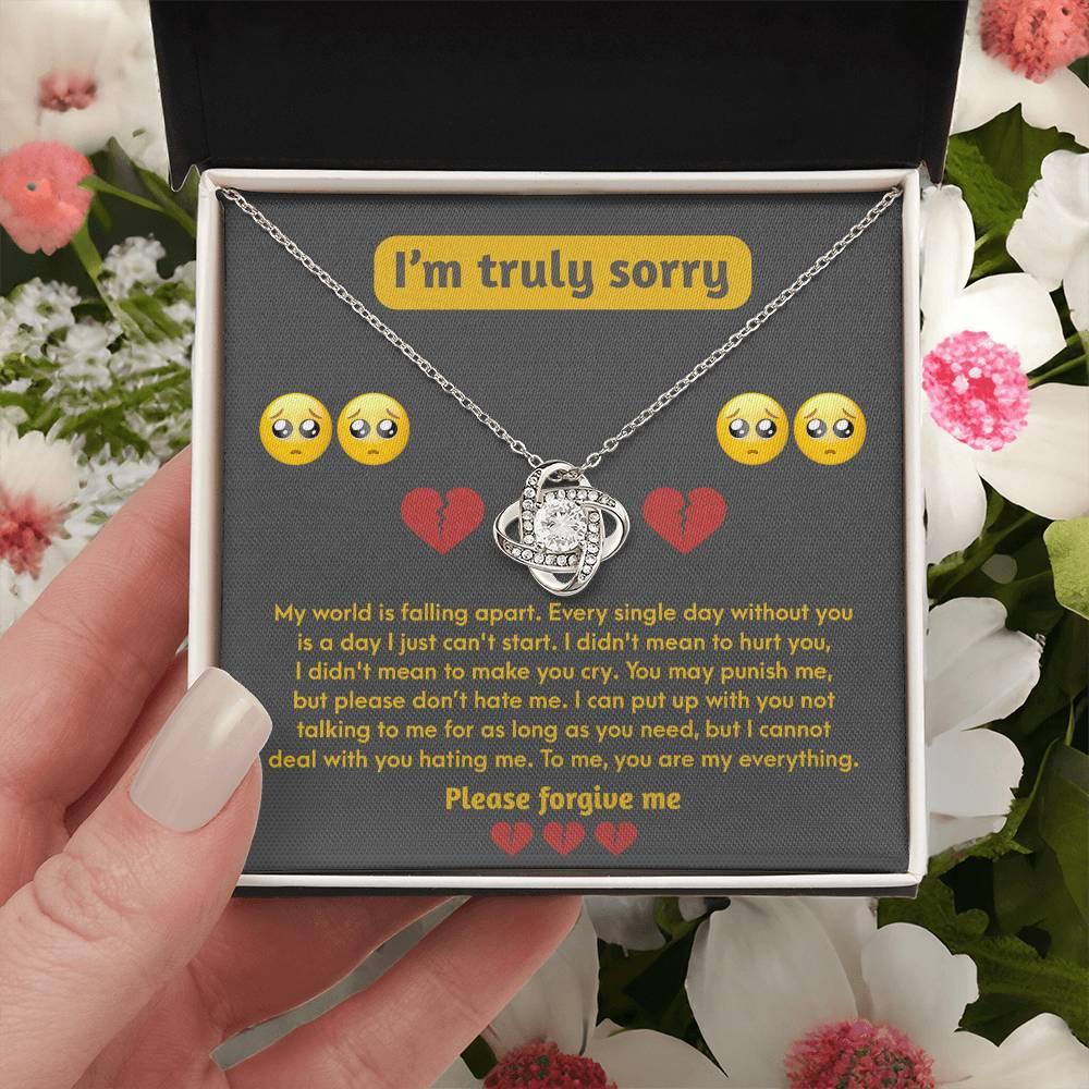 Apology Gift for Girlfriend, Wife, Soulmate - Sorry, Make You Cry - Love Knot Pendant Necklace - Mallard Moon Gift Shop