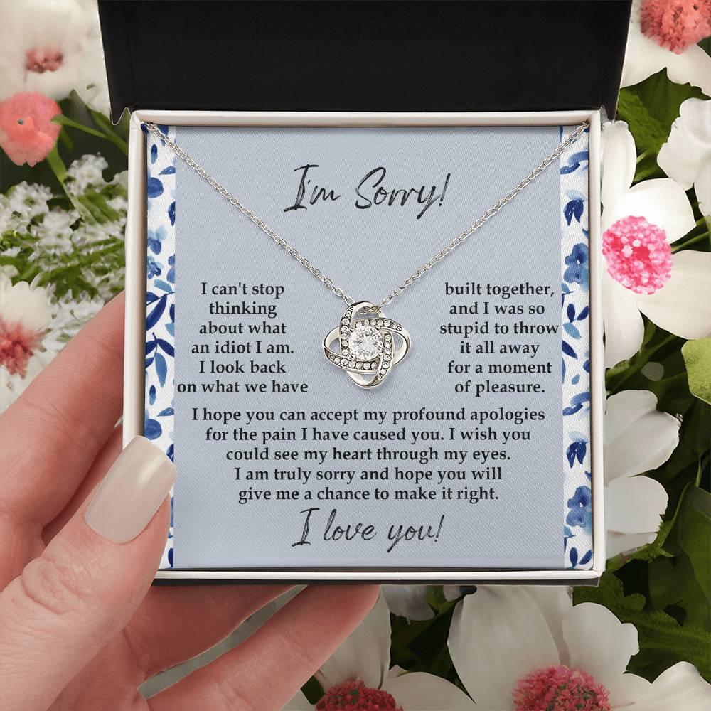Apology Gift for Girlfriend, Wife, Soulmate - Sorry, Through My Eyes - Love Knot Pendant Necklace - Mallard Moon Gift Shop