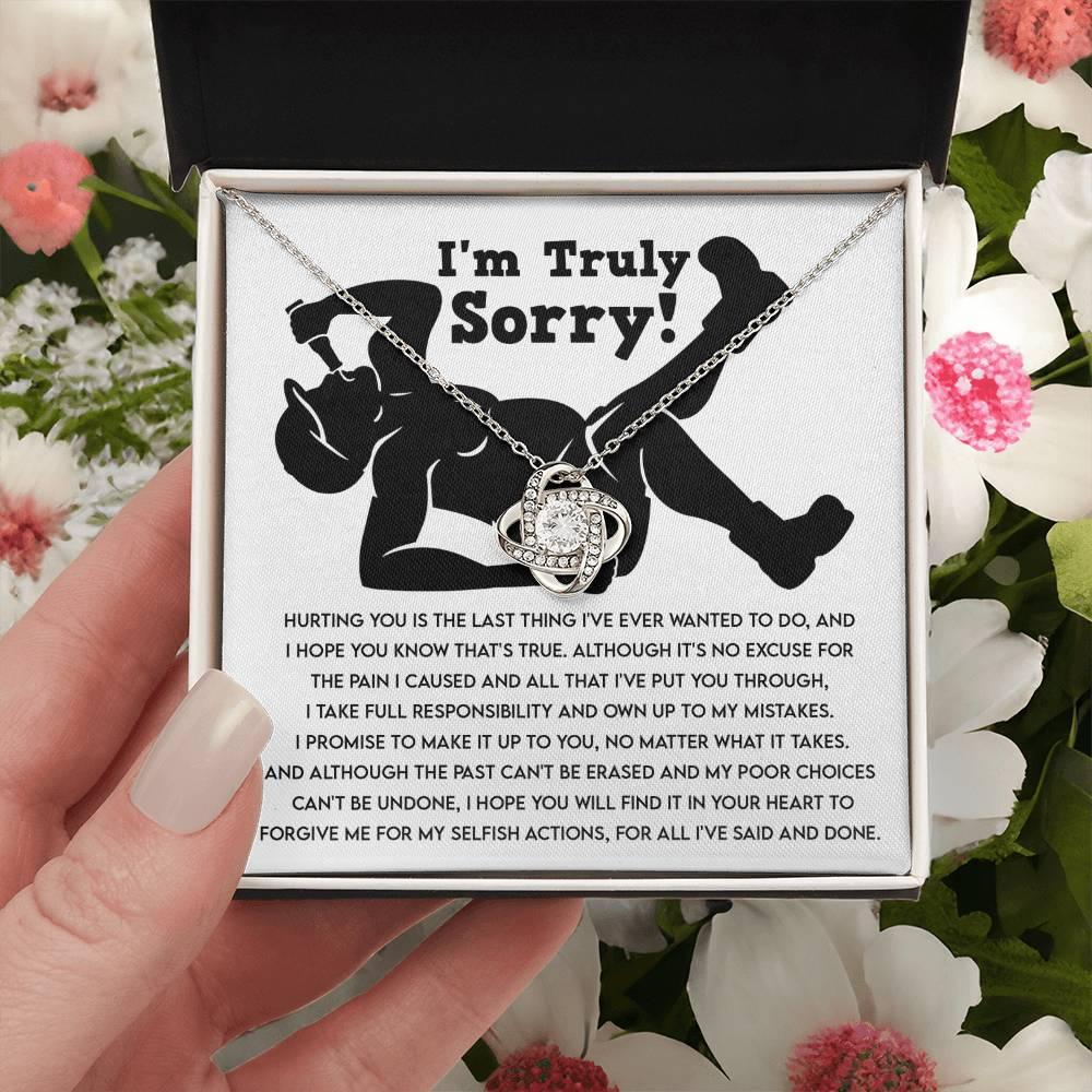 Apology Gift for Girlfriend, Wife, Soulmate - Sorry, Selfish Actions - Love Knot Pendant Necklace - Mallard Moon Gift Shop