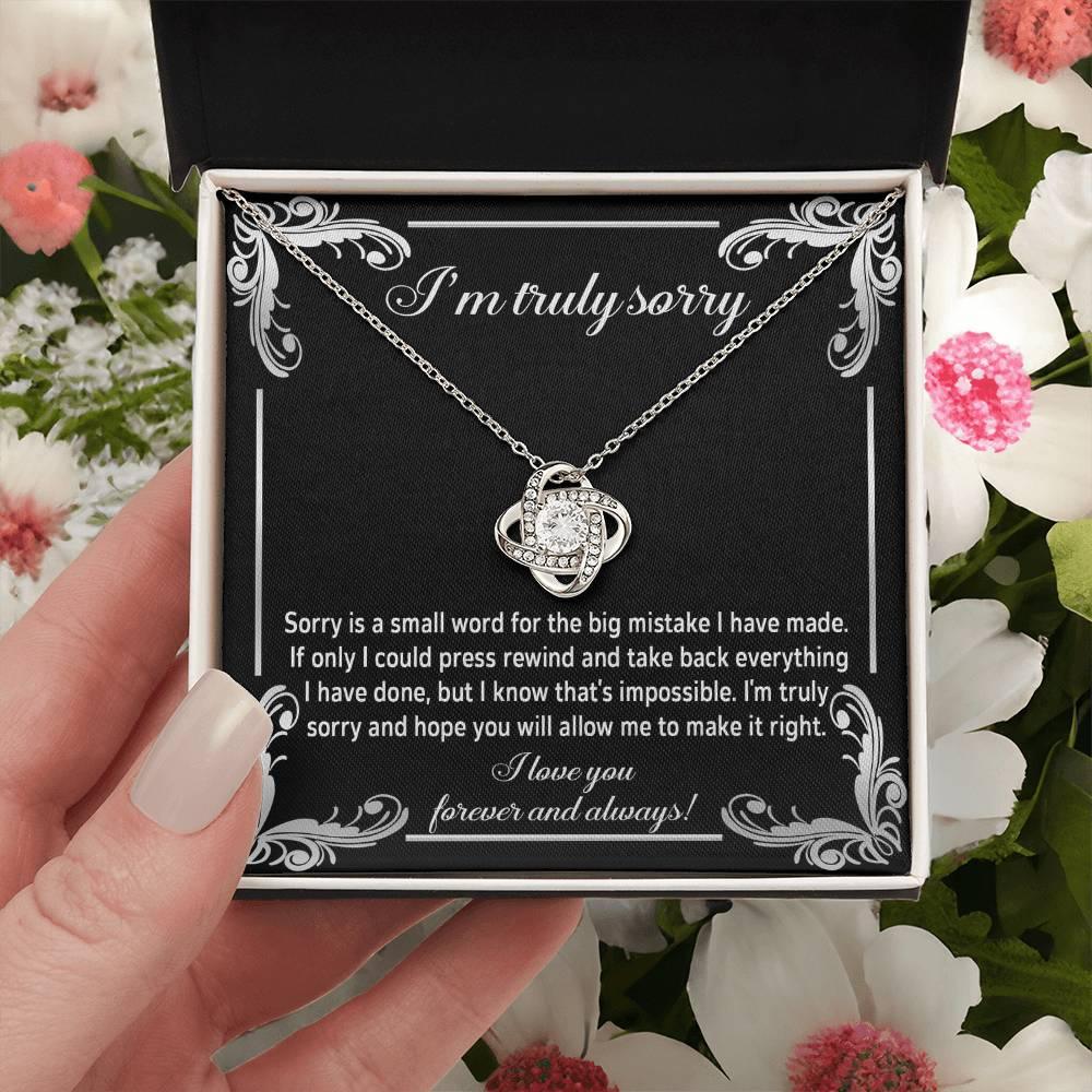 Gift for Girlfriend, Wife-Sorry, Make It Right-Love Knot Pendant Necklace - Mallard Moon Gift Shop