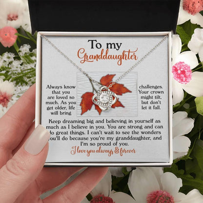 Gift for Granddaughter - Do Great Things - Love Knot Pendant Necklace - Mallard Moon Gift Shop