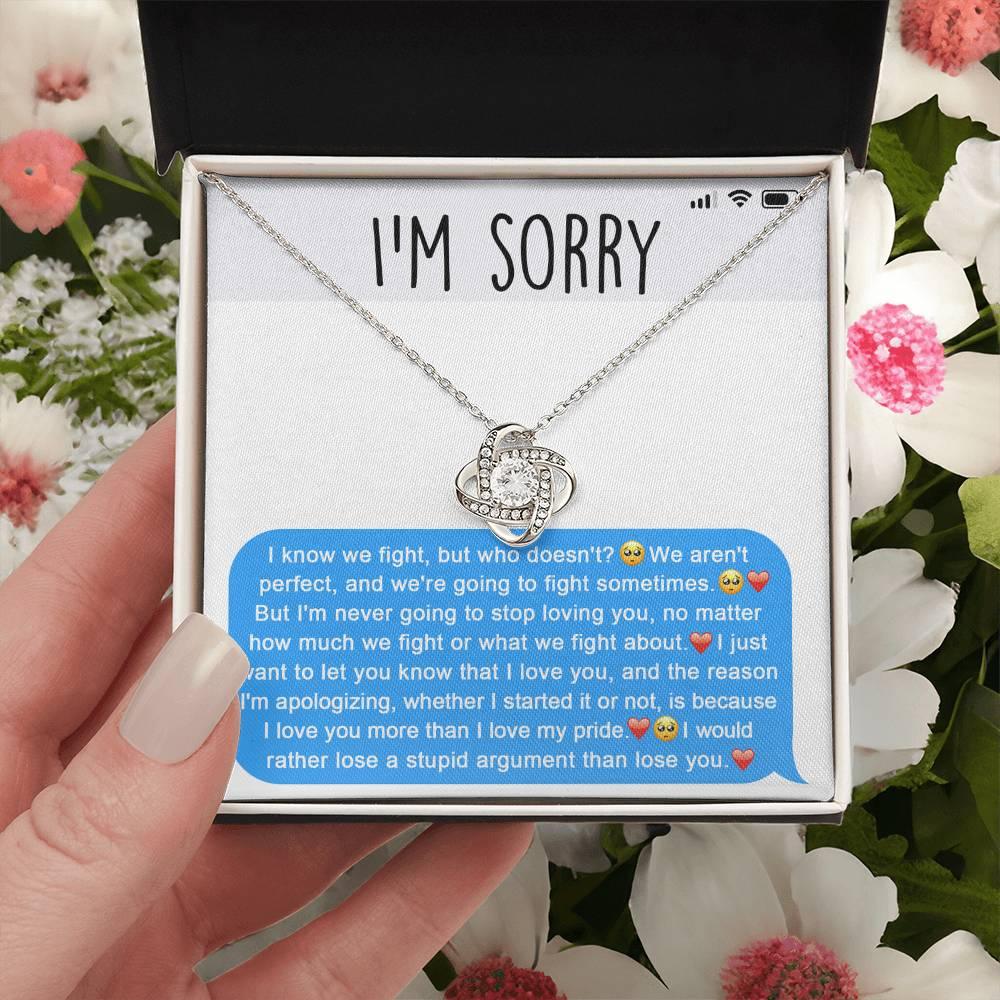 Apology Gift for Girlfriend, Wife, Soulmate - Sorry, Stupid Argument - Love Knot Pendant Necklace - Mallard Moon Gift Shop