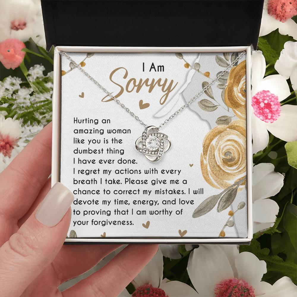 Apology Gift for Girlfriend, Wife, Soulmate - Sorry, Amazing Woman - Love Knot Pendant Necklace - Mallard Moon Gift Shop