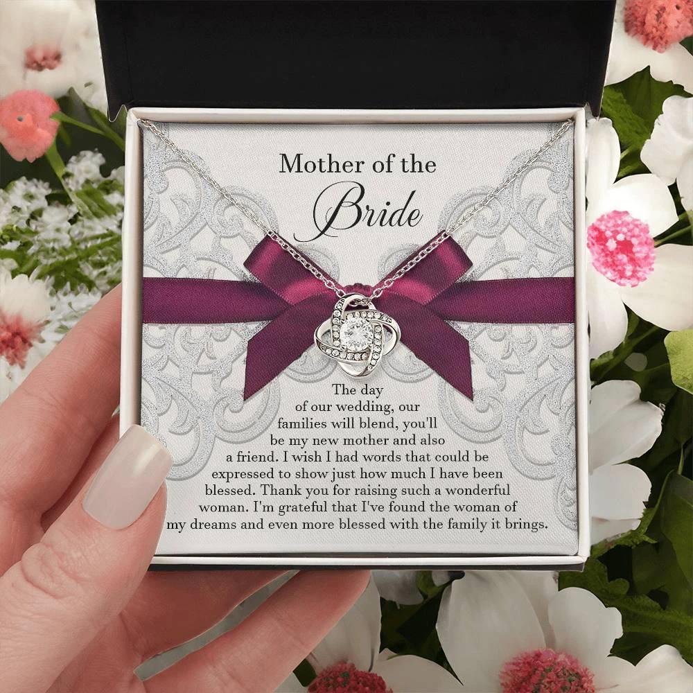 Mother of the Bride Wedding Day Gift - Our Families Will Blend - Love Knot Pendant Necklace
