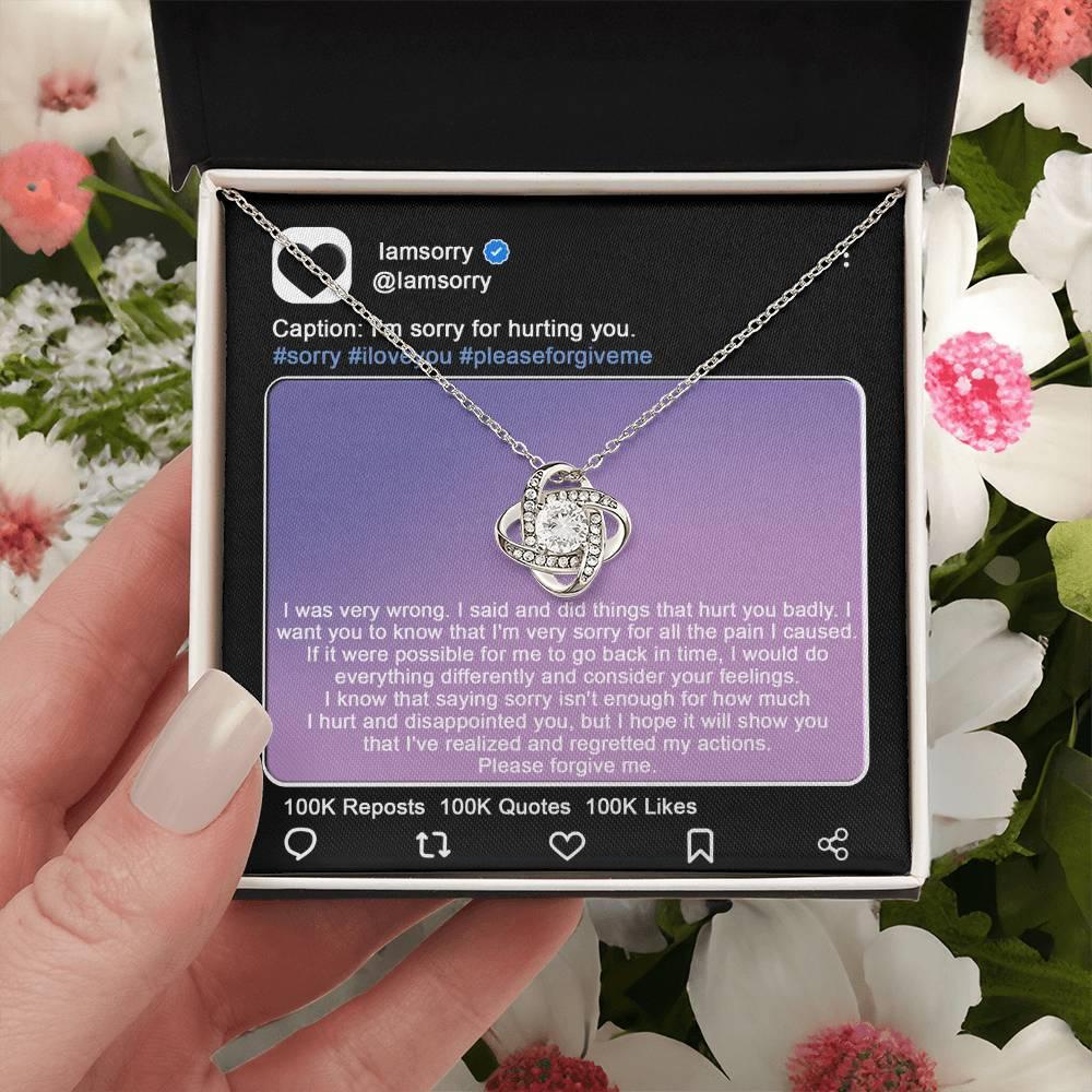 Gift for Girlfriend, Wife-Sorry, Hurt You Badly - Love Knot Pendant Necklace - Mallard Moon Gift Shop