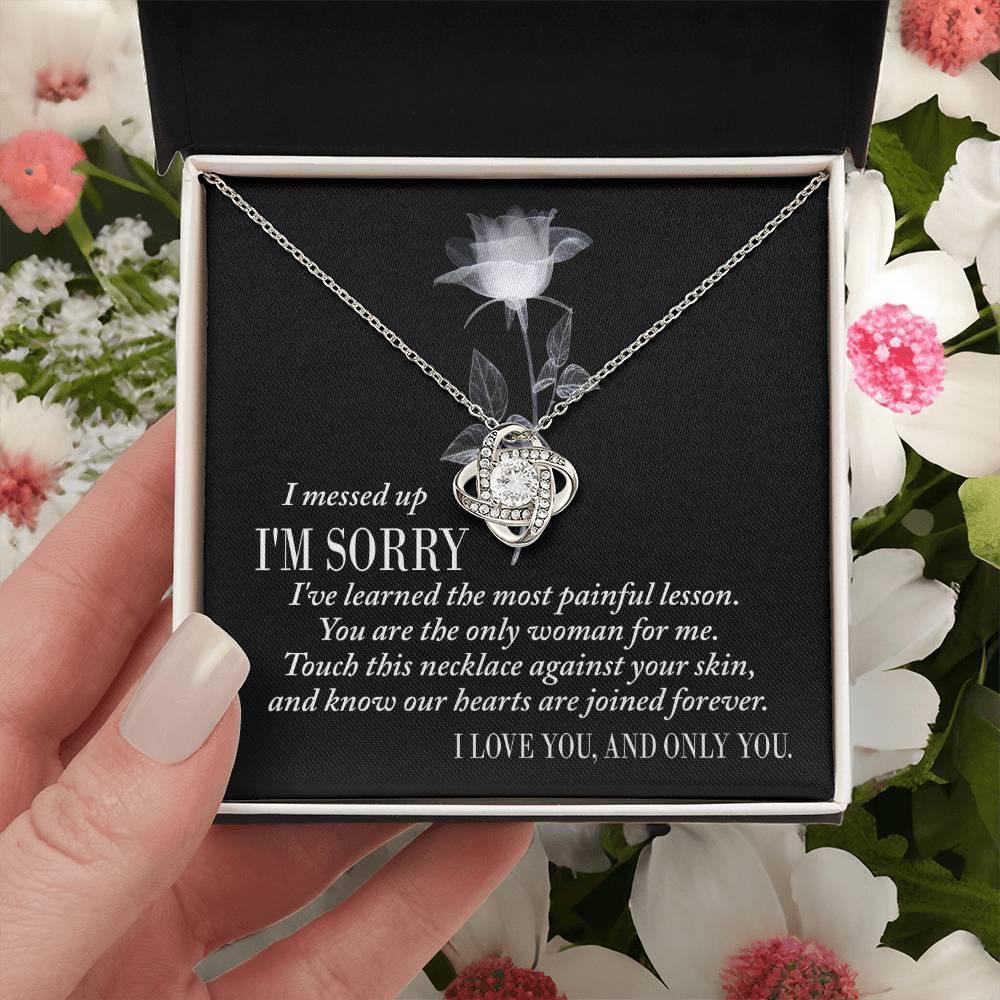 Apology Gift for Girlfriend, Wife, Soulmate - Sorry, Painful Lesson - Love Knot Pendant Necklace - Mallard Moon Gift Shop
