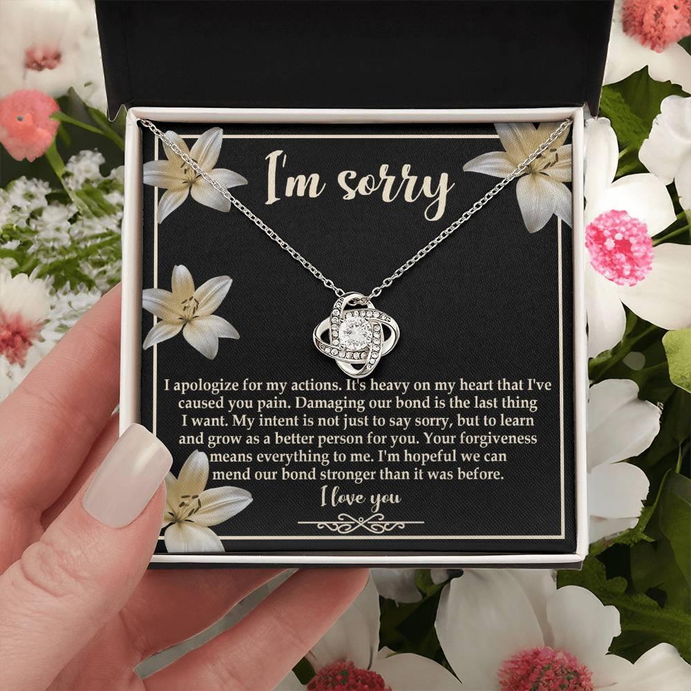 Apology Gift for Girlfriend, Wife, Soulmate - Sorry, The Last Thing - Love Knot Pendant Necklace - Mallard Moon Gift Shop
