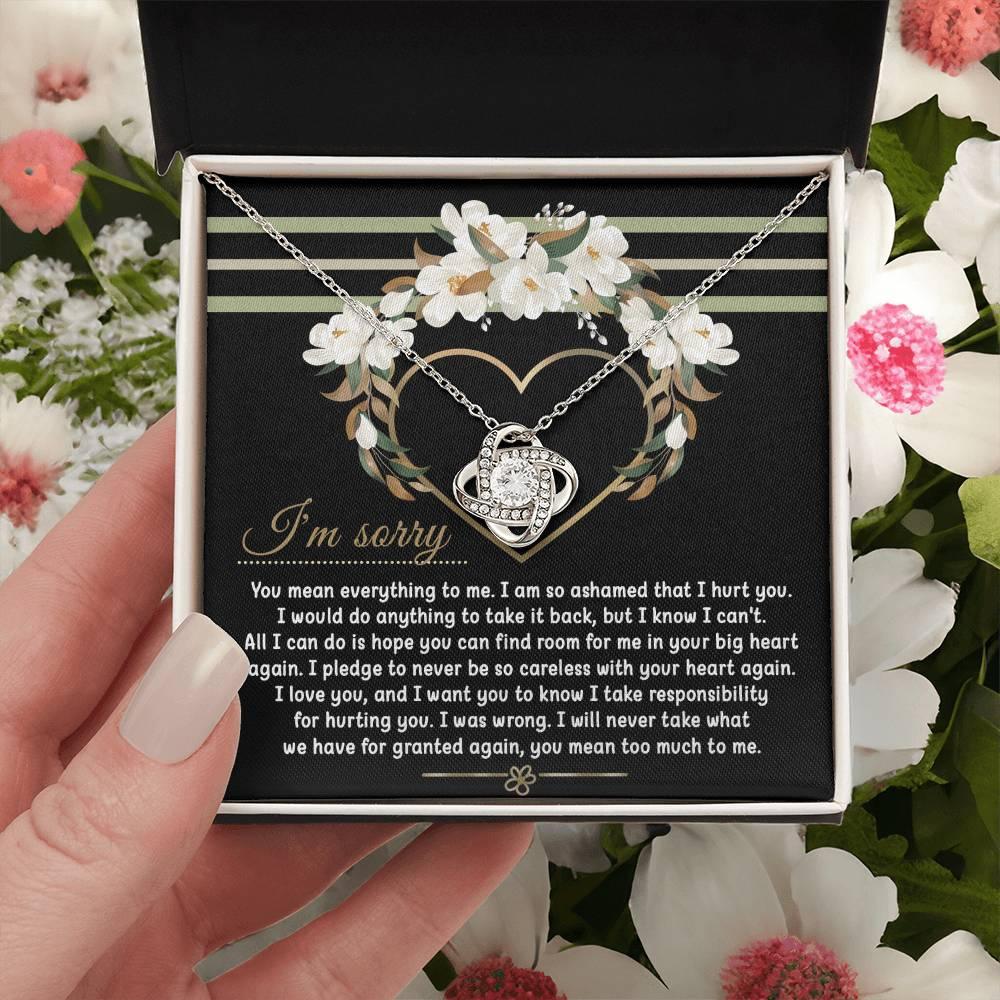 Apology Gift for Girlfriend, Wife, Soulmate - Sorry, Big Heart - Love Knot Pendant Necklace - Mallard Moon Gift Shop