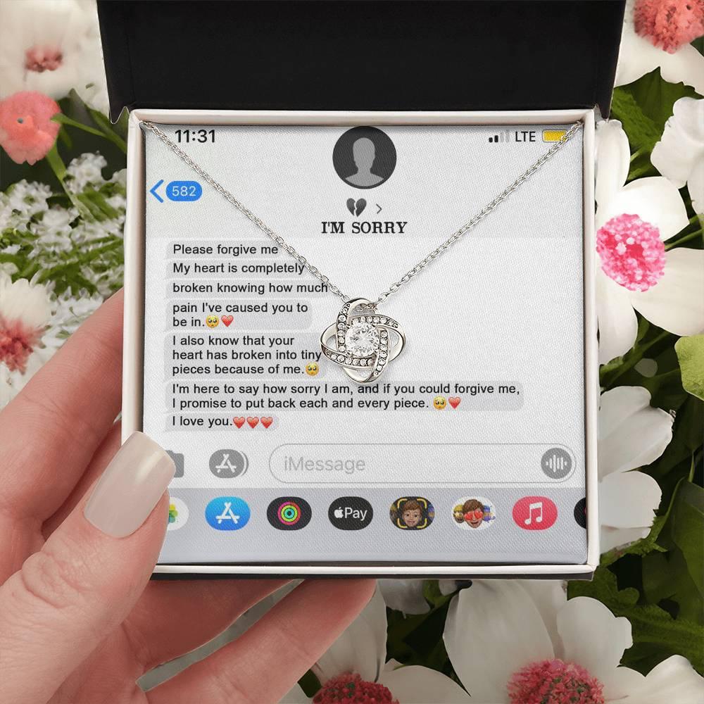 Gift for Girlfriend, Wife - Sorry, Completely Broken - Love Knot Pendant Necklace - Mallard Moon Gift Shop