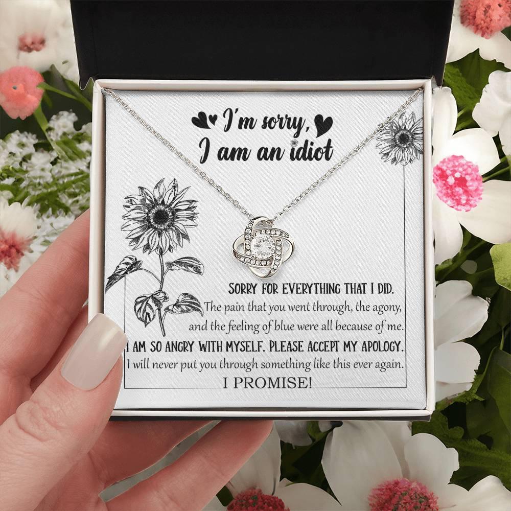 Apology Gift for Girlfriend, Wife, Soulmate - Sorry, Feeling Blue - Love Knot Pendant Necklace - Mallard Moon Gift Shop