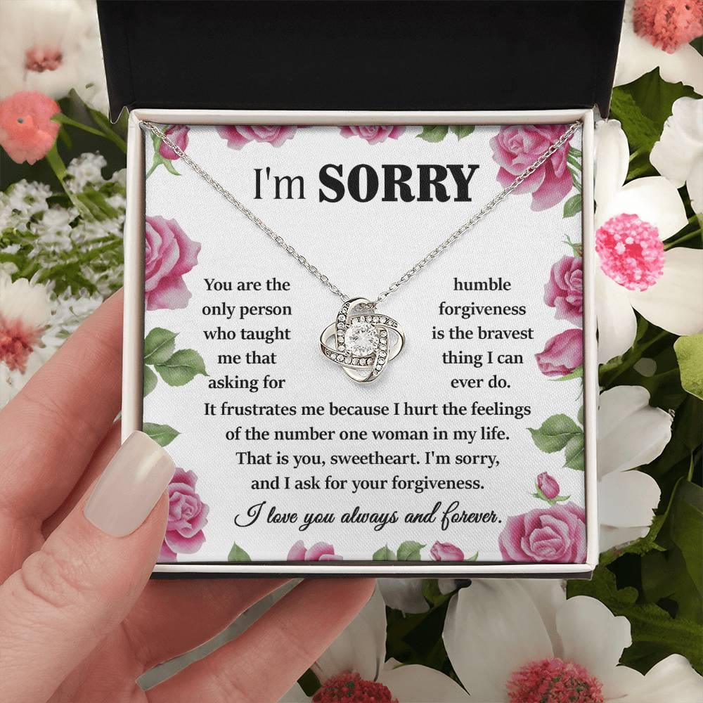 Apology Gift for Girlfriend, Wife, Soulmate-Sorry, Your Forgiveness-Love Knot Pendant Necklace - Mallard Moon Gift Shop