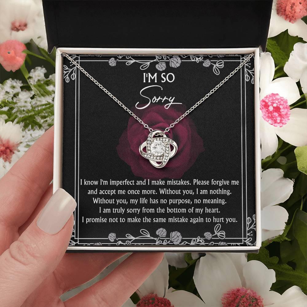 Apology Gift for Girlfriend, Wife, Soulmate - Sorry, I Am Nothing - Love Knot Pendant Necklace - Mallard Moon Gift Shop