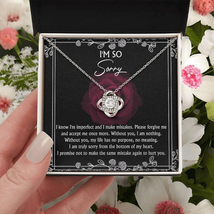 Apology Gift for Girlfriend, Wife, Soulmate - Sorry, I Am Nothing - Love Knot Pendant Necklace - Mallard Moon Gift Shop