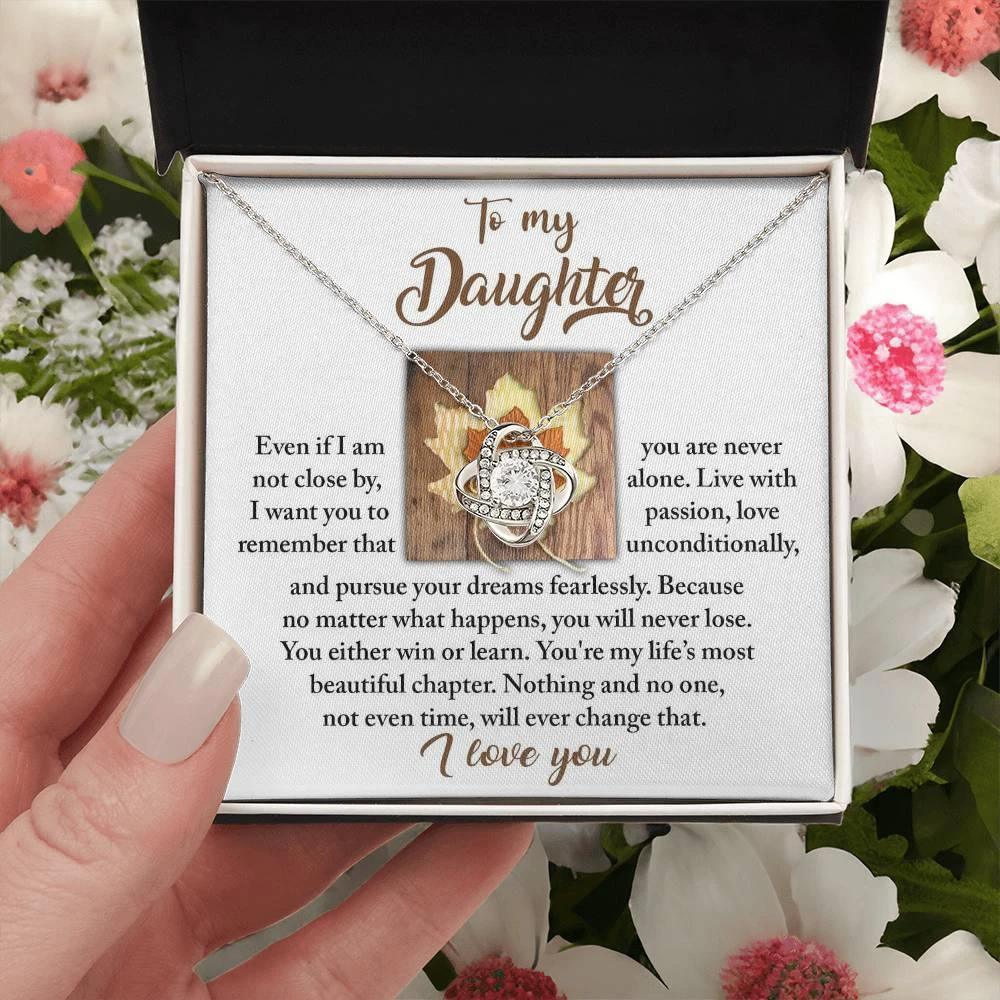Gift for Daughter - Live With Passion - Love Knot Pendant Necklace