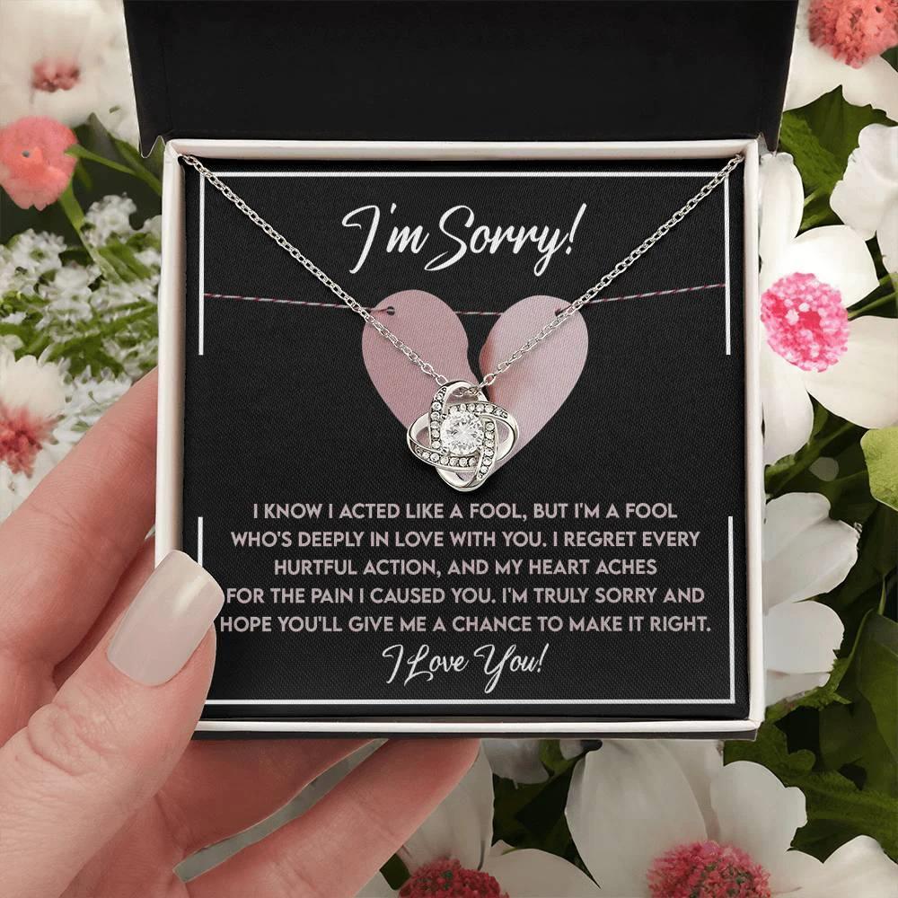 Apology Gift for Girlfriend, Wife, Soulmate - Sorry, Deeply In Love - Love Knot Pendant Necklace